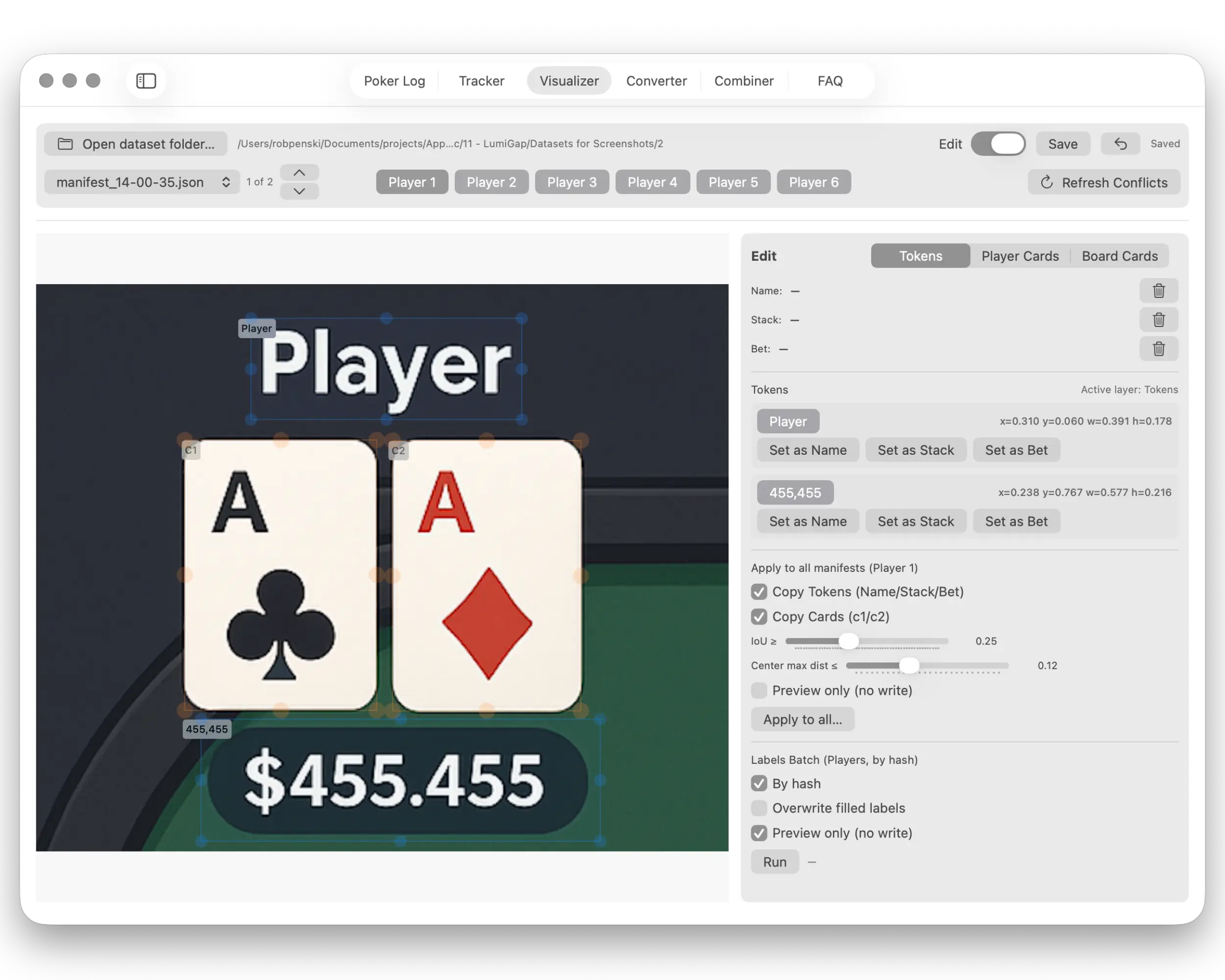Visualizer — Player Token Editing